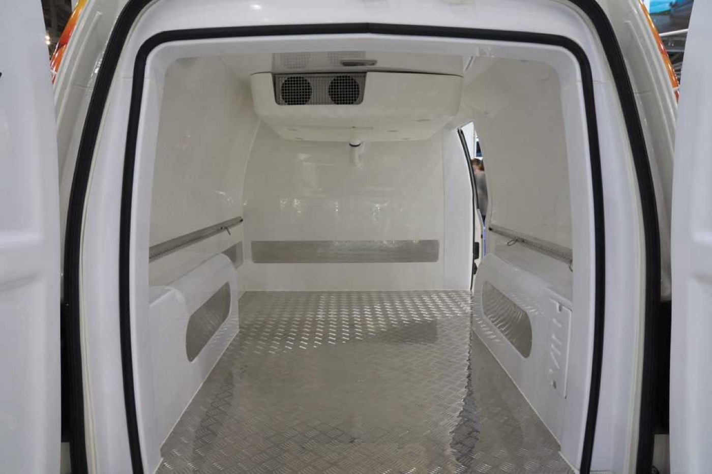 The inside of a refrigerated body with its chiller unit