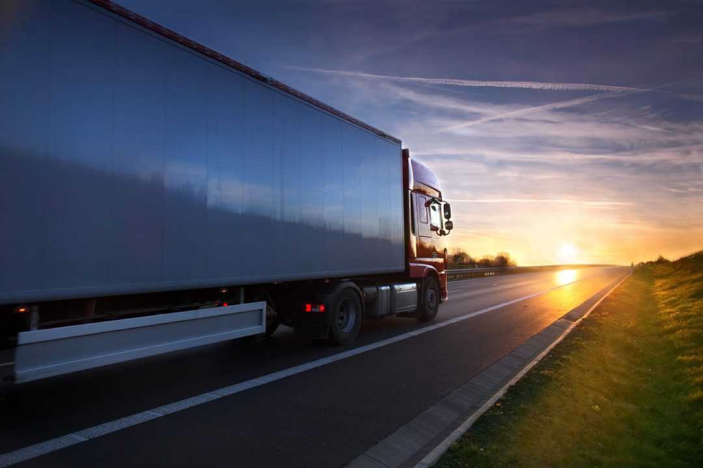 An articulated trailer on the motorway