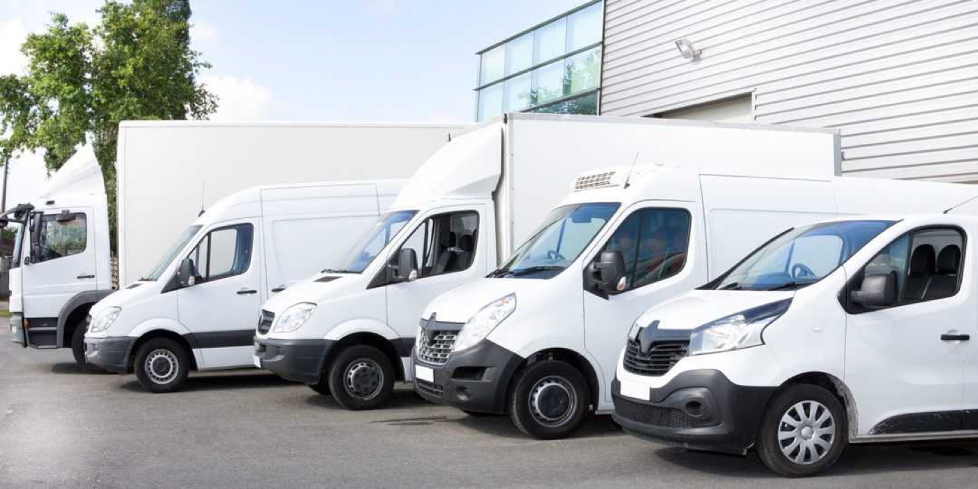 White panel vans parked on the yard